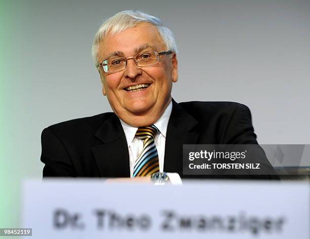 President of the German football association Theo Zwanziger attends the extraordinary meeting of the DFB in Frankfurt/Main, western Germany on April...