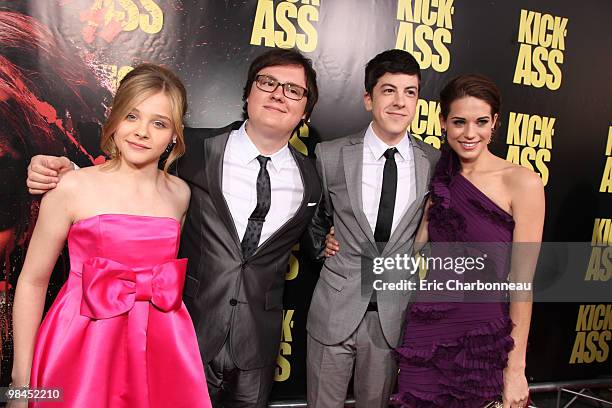 Chloe Moretz, Clark Duke, Christopher Mintz-Plasse and Lyndsy Fonseca at Lionsgate's Los Angeles Premiere of 'Kick Ass' on April 13, 2010 at Arclight...