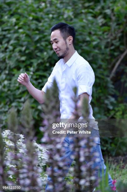 Fashion designer Sean Suen walks the runway during the Sean Suen Menswear Spring/Summer 2019 show as part of Paris Fashion Week on June 22, 2018 in...