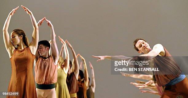 Dancers perform a scene from George Frideric Handel's "L'Allegro, il Penseroso ed il Moderato" during a photcall at the Coliseum in London, on April...
