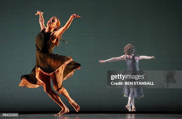 Dancers perform a scene from George Frideric Handel's "L'Allegro, il Penseroso ed il Moderato" during a photcall at the Coliseum in London, on April...