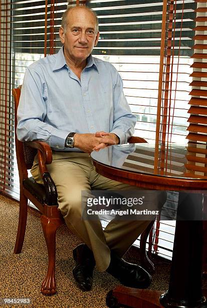 Former Israeli Prime Minister Ehud Olmert poses on April 10, 2010 in Madrid, Spain. Olmert is reported to be cutting short a European vacation to...