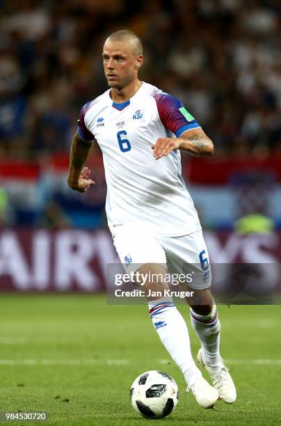 Ragnar Sigurdsson of Iceland in action during the 2018 FIFA World Cup Russia group D match between Iceland and Croatia at Rostov Arena on June 26,...