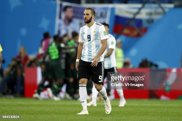 Gonzalo Higuain of Argentina during the 2018 FIFA World Cup Russia group D match between Nigeria and Argentina at the Saint Petersburg Stadium on...