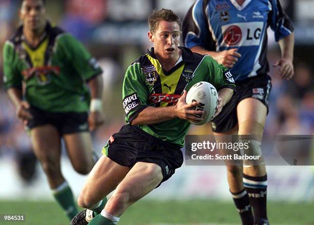 Mark McLinden of the Raiders in action during the round 3 NRL match between the Sharks and Canberra Raiders played at Toyota Park, Sydney Australia....