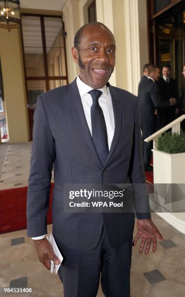 Lenny Henry attends the Queen's Young Leaders Award Ceremony as Queen Elizabeth II accompanied by Prince Harry, Duke of Sussex and Meghan, Duchess of...