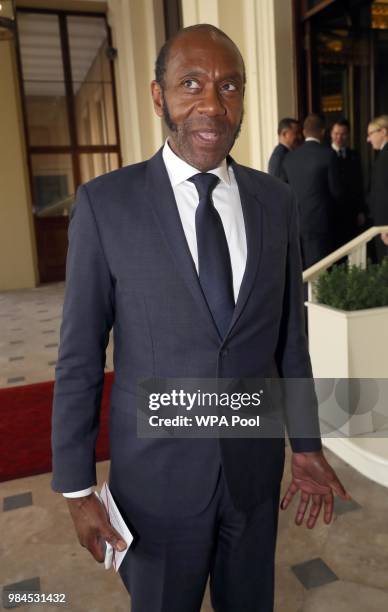 Lenny Henry attends the Queen's Young Leaders Award Ceremony as Queen Elizabeth II accompanied by Prince Harry, Duke of Sussex and Meghan, Duchess of...