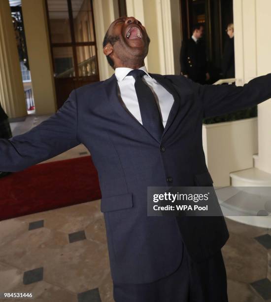 Lenny Henry attends the Queen's Young Leaders Award Ceremony as Queen Elizabeth II accompanied by Prince Harry, Duke of Sussex and Meghan, Duchess of...