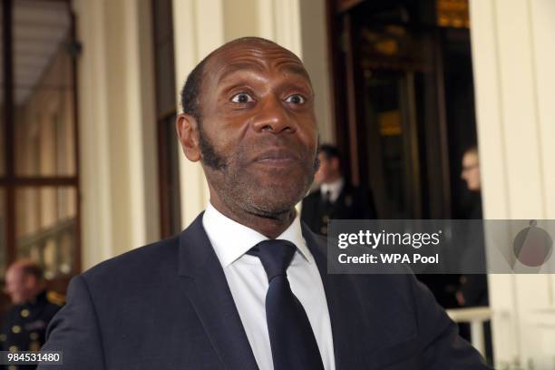 Lenny Henry attends the Queen's Young Leaders Award Ceremony as Queen Elizabeth II accompanied by Prince Harry, Duke of Sussex and Meghan, Duchess of...