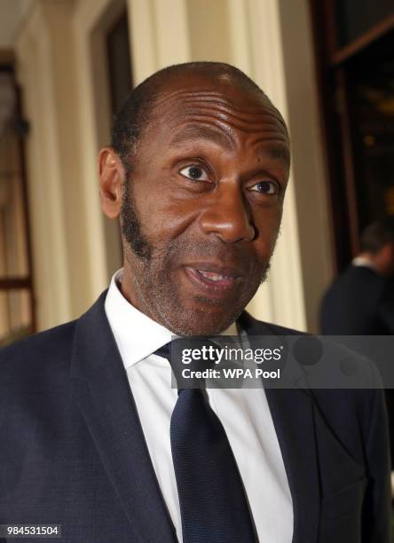 Lenny Henry attends the Queen's Young Leaders Award Ceremony as Queen Elizabeth II accompanied by Prince Harry, Duke of Sussex and Meghan, Duchess of...