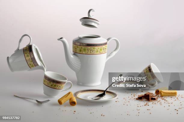 tea cups in wonderland - sova stock-fotos und bilder