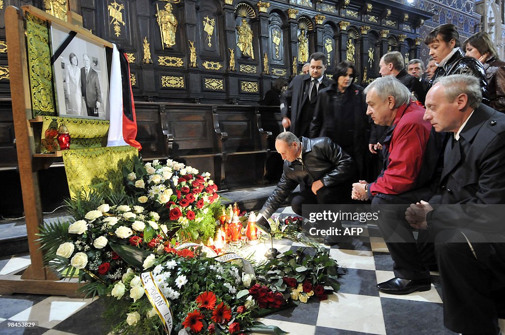Poles attend a church service for Polish