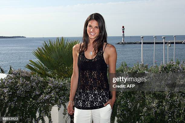 Canadian actress Missy Peregrym, playing in the TV show Rookie Blue, poses on April 12, 2010 in Cannes, southern France, during the MIPTV, one of the...