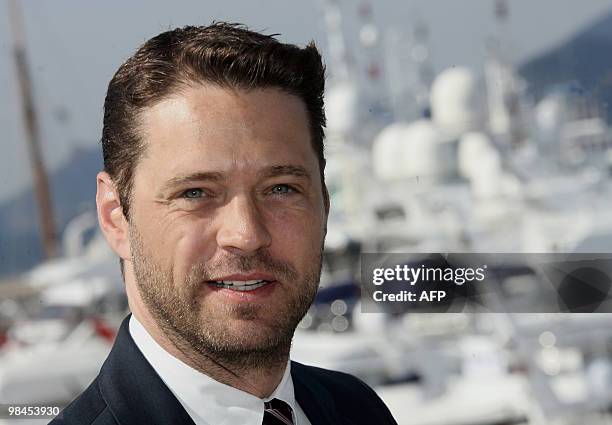 Jason Priestley, presenting E1 Entertainment's new series "Call me Fitz" poses on April 12, 2010 in Cannes, southern France, during the MIPTV, one of...