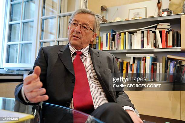 Eurogroup president and Luxembourg Prime Minister Jean-Claude Juncker listens to questions in his personal office on April 13, 2010 in Luxemburg...