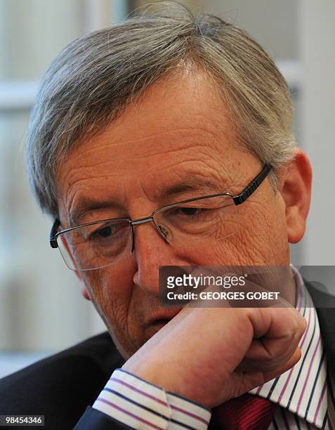Eurogroup president and Luxembourg Prime Minister Jean-Claude Juncker listens to questions in his personal office on April 13, 2010 in Luxemburg...