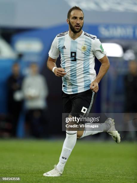 Gonzalo Higuain of Argentina during the 2018 FIFA World Cup Russia group D match between Nigeria and Argentina at the Saint Petersburg Stadium on...