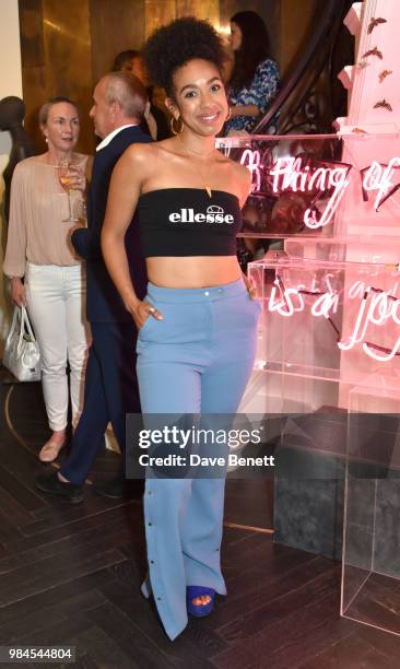 Pearl Mackie attends the launch of Amanda Wakeley x Eve De Haan's 'ART' exhibition on June 26, 2018 in London, England.