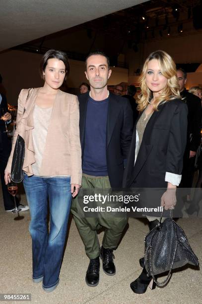 Martina Codecasa, Giambattista Valli and Carolina Crescentini attend the Stella McCartney And Established & Sons Dinner on April 14, 2010 in Milan,...