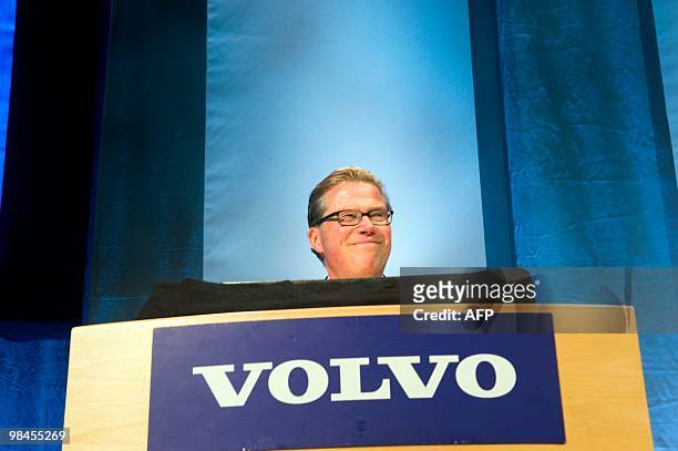 The chief executive officer and managing director of Swedish car manufacturer AB Volvo, Leif Johansson, speaks on April 14, 2010 during the company's...