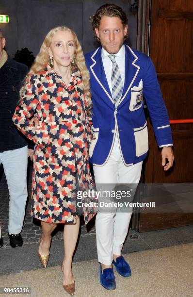 Franca Sozzani and Lapo Elkann attend Stella McCartney And Established & Sons Dinner on April 14, 2010 in Milan, Italy.