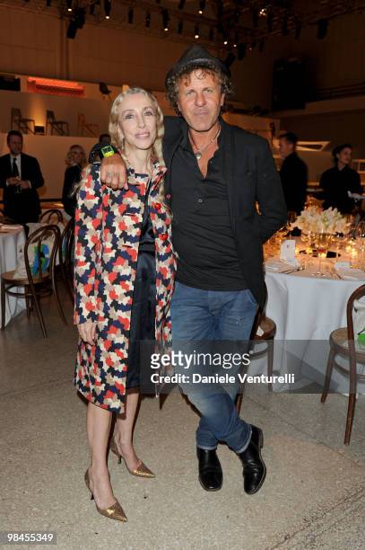 Franca Sozzani and Renzo Rosso attend Stella McCartney And Established & Sons Dinner on April 14, 2010 in Milan, Italy.