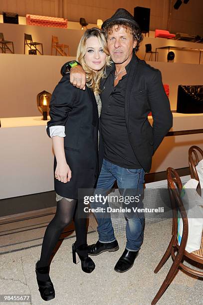 Carolina Crescentini and Renzo Rosso attend Stella McCartney And Established & Sons Dinner on April 14, 2010 in Milan, Italy.