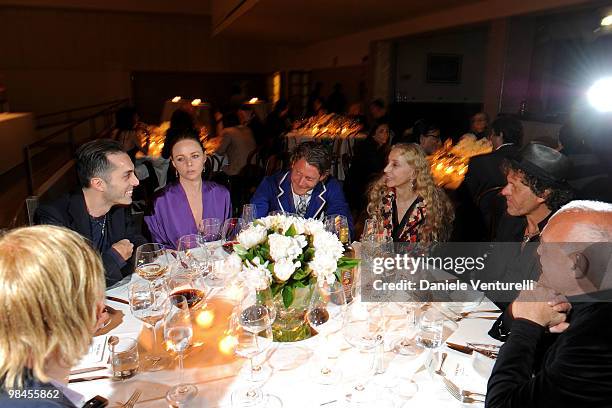 Giambattista Valli, Stella McCartney, Lapo Elkann, Franca Sozzani and Renzo Rosso attend Stella McCartney And Established & Sons Dinner on April 14,...