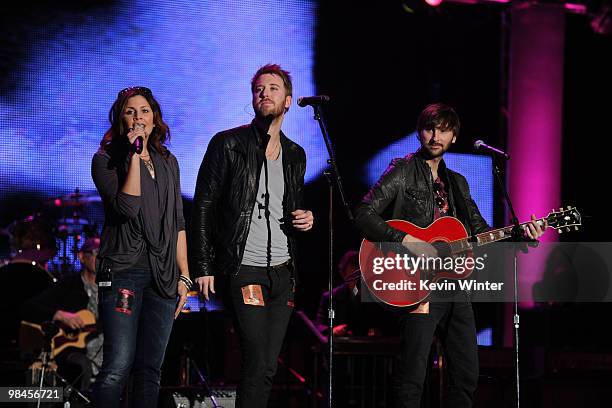 Hillary Scott, Charles Kelley and Dave Haywood of music group Lady Antebellum at the 2010 MusiCares person of the year tribute To Neil Young...