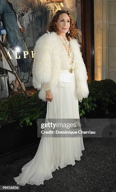 Actress Marisa Berenson attends the Ralph Lauren dinner to celebrate a flagship store opening at Boulevard St Germain on April 14, 2010 in Paris,...