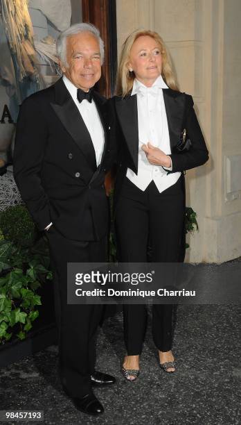 Designer Ralph Lauren and his wife Ricky attend the Ralph Lauren dinner to celebrate a flagship store opening at Boulevard St Germain on April 14,...