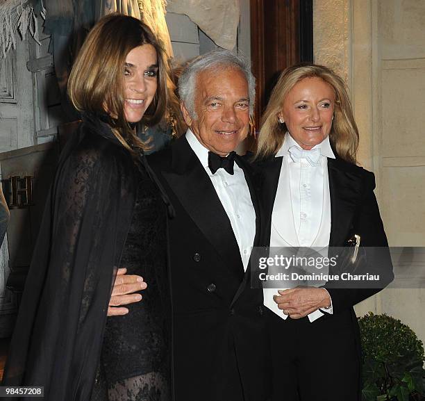 Designer Ralph Lauren his wife Ricky and Carine Roitfeld attend the Ralph Lauren dinner to celebrate a flagship store opening at Boulevard St Germain...