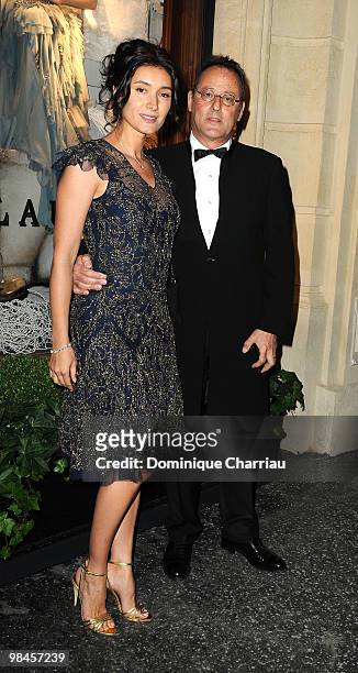Actor Jean Reno and his Wife Zofia Borucka attend the Ralph Lauren dinner to celebrate a flagship store opening at Boulevard St Germain on April 14,...