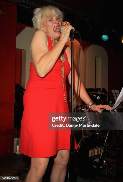 Angie Bowie performs at The 100 Club on April 14, 2010 in London, England.