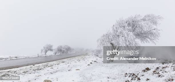 road to pirkuli azerbaijan - azerbaijan winter stock pictures, royalty-free photos & images