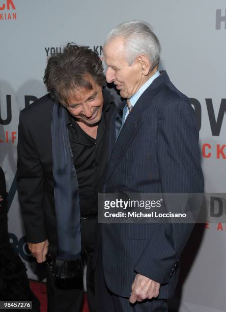 Actor Al Pacino and Dr. Jack Kevorkian attend the HBO Film's "You Don't Know Jack" premiere at Ziegfeld Theatre on April 14, 2010 in New York City.