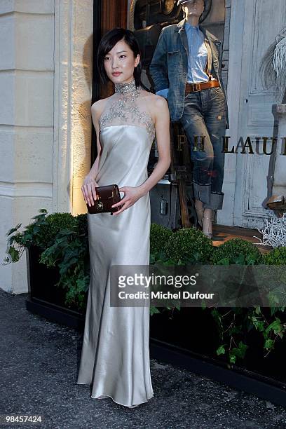 Du Juan attends the Ralph Lauren Dinner to Celebrate Flagship Opening - Photocall on April 14, 2010 in Paris, France.