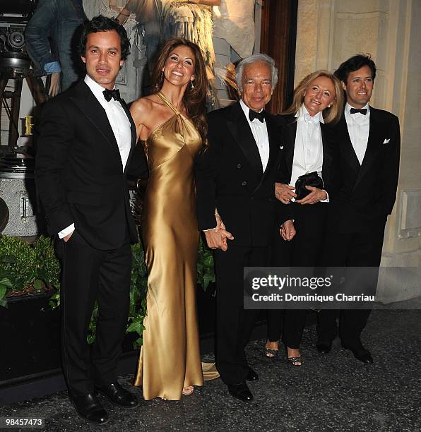 Andrew Lauren, Dylan Lauren, Ralph Lauren, Ricky Lauren and David Lauren attend the Ralph Lauren dinner to celebrate a flagship store opening at...