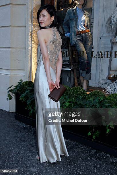 Du Juan attends the Ralph Lauren Dinner to Celebrate Flagship Opening - Photocall on April 14, 2010 in Paris, France.