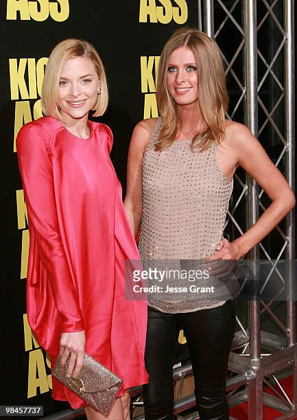 Actress Jaime King and Nicky Hilton arrive to the Los Angeles premiere of 'KICK-ASS' at the Cinerama Dome on April 13, 2010 in Hollywood, California.