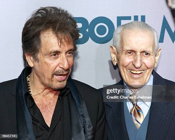 Actor Al Pacino and Dr. Jack Kevorkian attend the HBO Film's "You Don't Know Jack" premiere at Ziegfeld Theatre on April 14, 2010 in New York City.