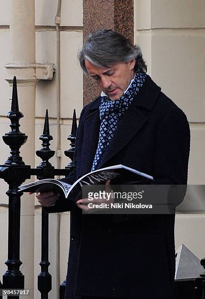 Roberto Mancini sighting on April 14, 2010 in London, England.