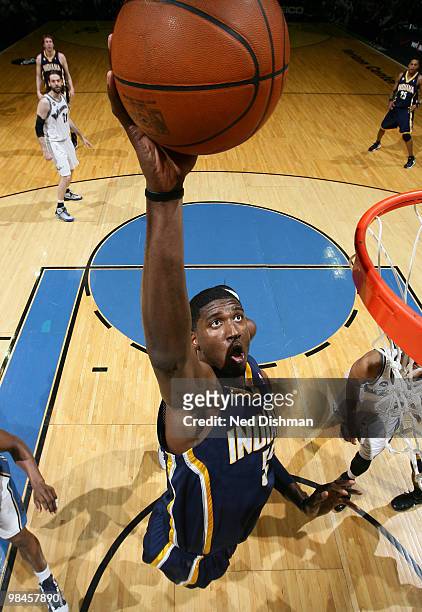 Roy Hibbert of the Indiana Pacers shoots against the Washington Wizards at the Verizon Center on April 14, 2010 in Washington, DC. NOTE TO USER: User...