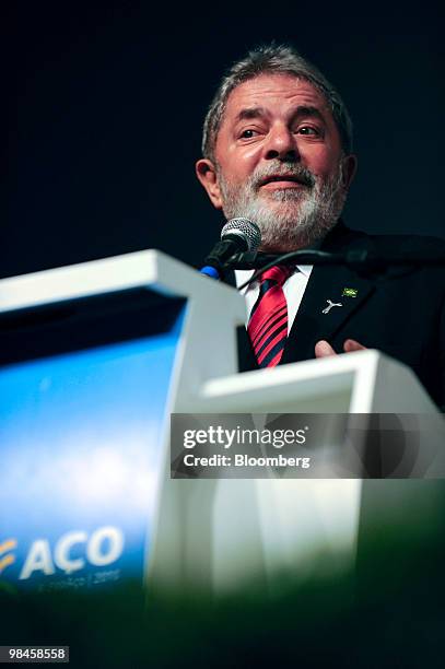 Luiz Inacio Lula da Silva, president of Brazil, speaks at the opening ceremony of the Brazilian Steel Conference in Sao Paulo, Brazil, on Wednesday,...