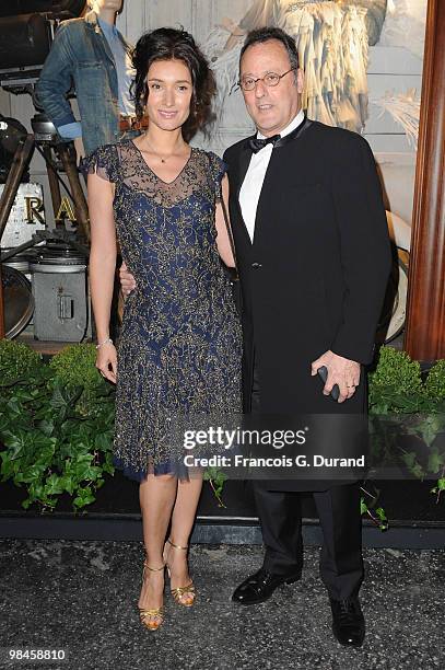 Actor Jean Reno and wife Zofia arrive to the Ralph Lauren dinner to celebrate the opening of the flagship on April 14, 2010 in Paris, France.