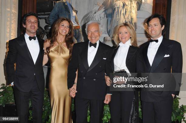 Andrew Lauren, Dylan Lauren, Ralph Lauren, Ricky Lauren and David Lauren arrive to the Ralph Lauren dinner to celebrate the opening of the flagship...