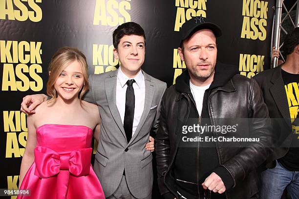 Chloe Moretz, Christopher Mintz-Plasse and Director Matthew Vaughn at Lionsgate's Los Angeles Premiere of 'Kick Ass' on April 13, 2010 at Arclight...