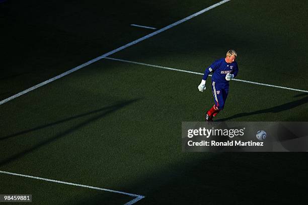 Goalkeeper Kevin Hartman of FC Dallas at Pizza Hut Park on April 10, 2010 in Frisco, Texas.