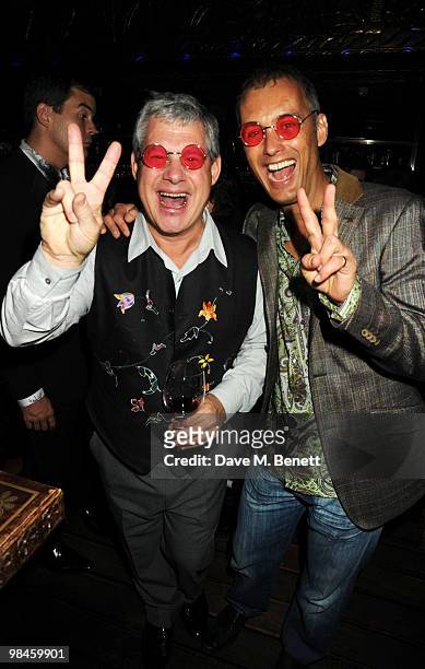 Cameron Mackintosh and his partner Michael Le Poer Trench attend the afterparty for Hair at the Gilgamesh on April 14, 2010 in London, England.
