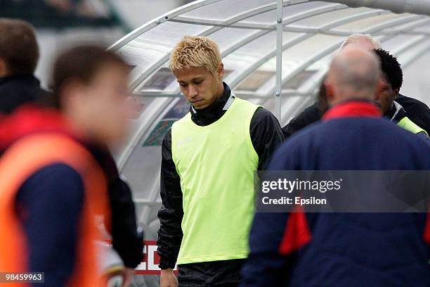 Keisuke Honda of PFC CSKA Moscow is seen during the Russian Football League Championship match between FC Alania Vladikavkaz and PFC CSKA Moscow at...